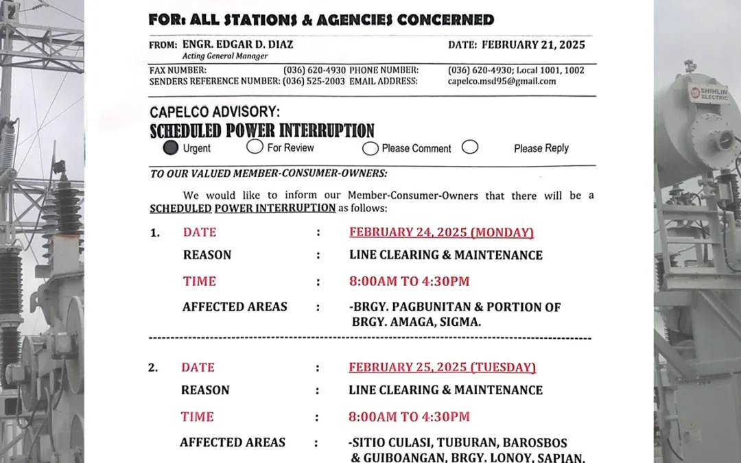 SCHEDULED POWER INTERRUPTION