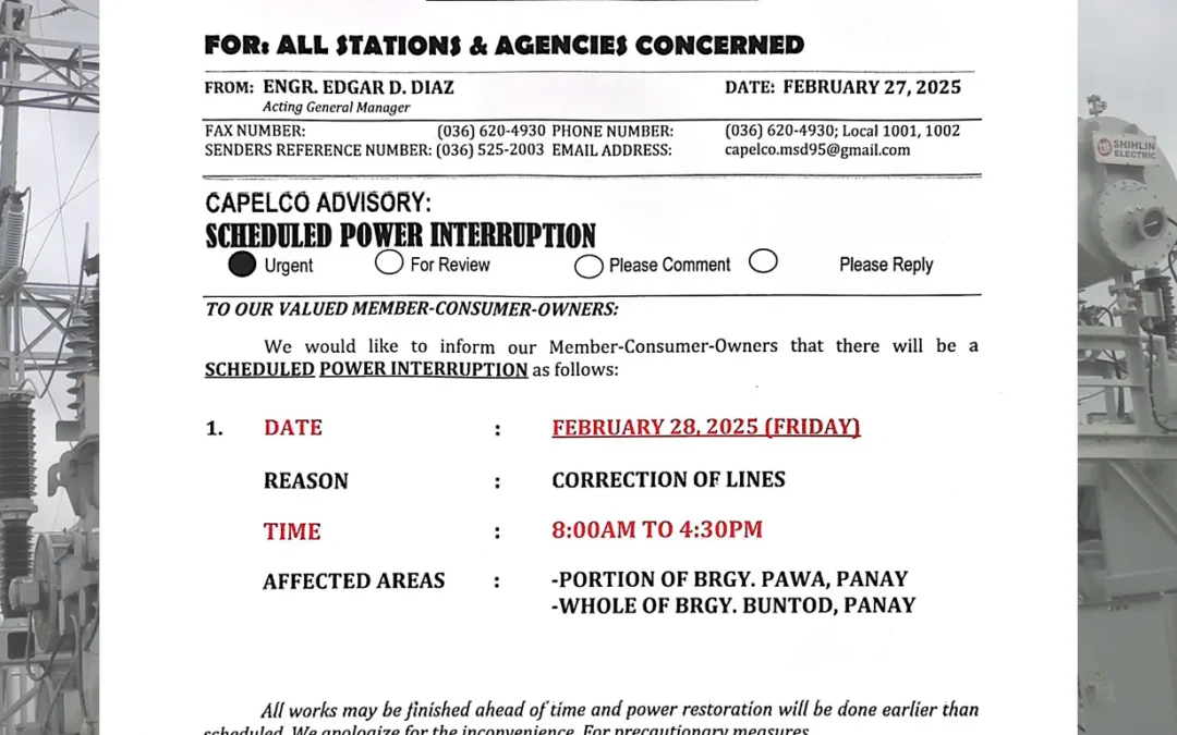 SCHEDULED POWER INTERRUPTION