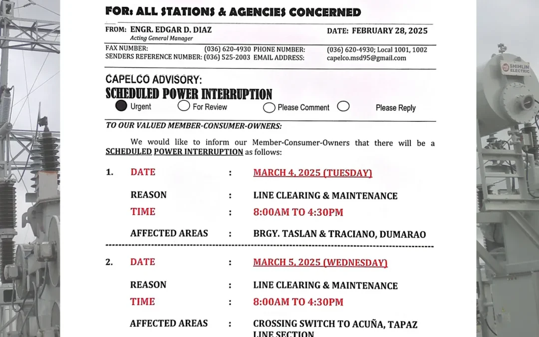 SCHEDULED POWER INTERRUPTION